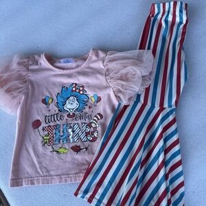 Dr Seuss Boutique Outfit "little Miss Thing" Girls 4T Set Bell Bottoms